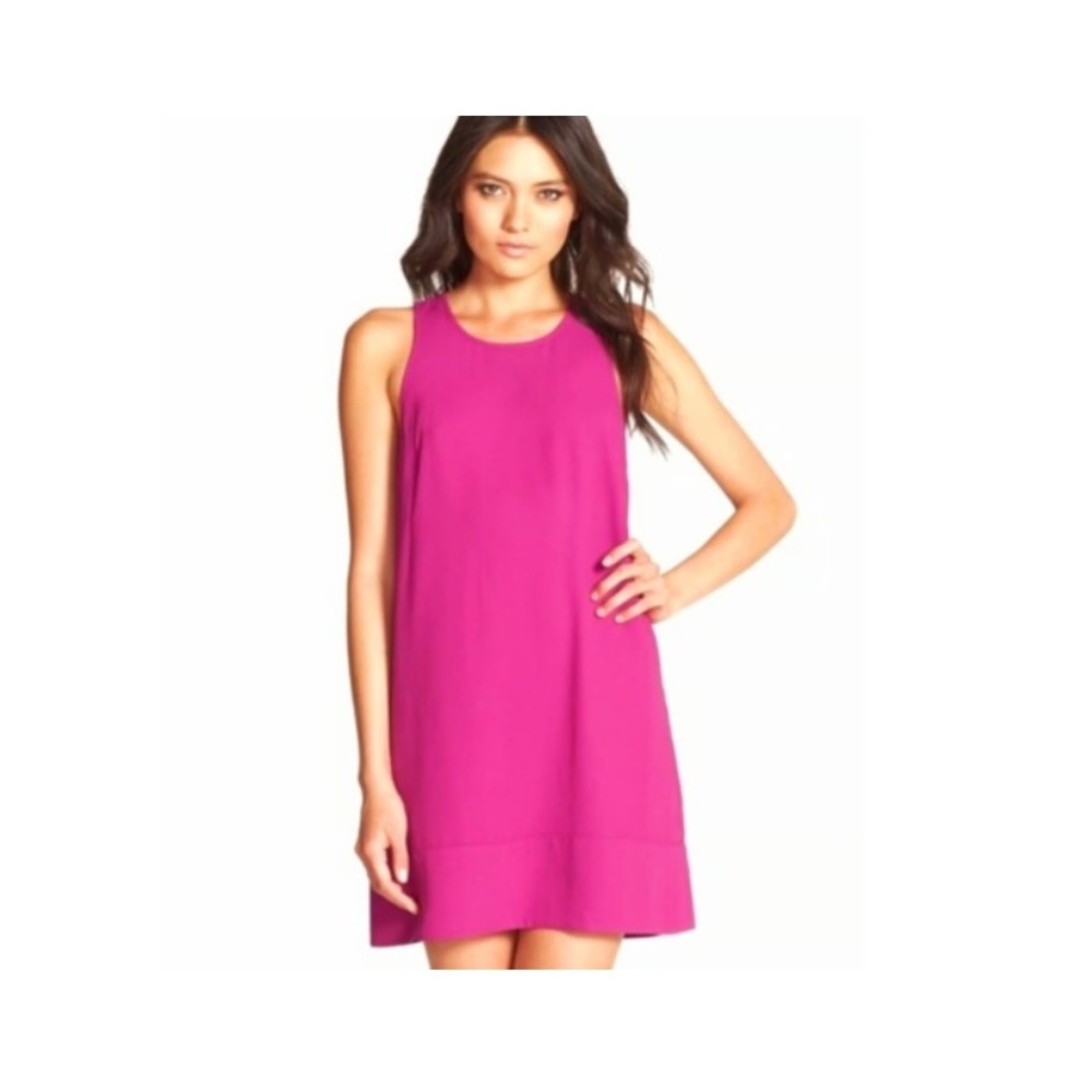 Leith Racerback Shift Dress Sleeveless Mini‎ Crepe Texture Magenta Pink Small